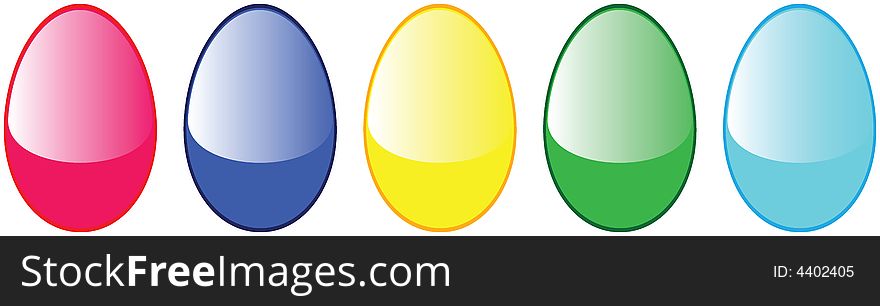 5 Easter Egg High Quality Glossy Button Icons Vect