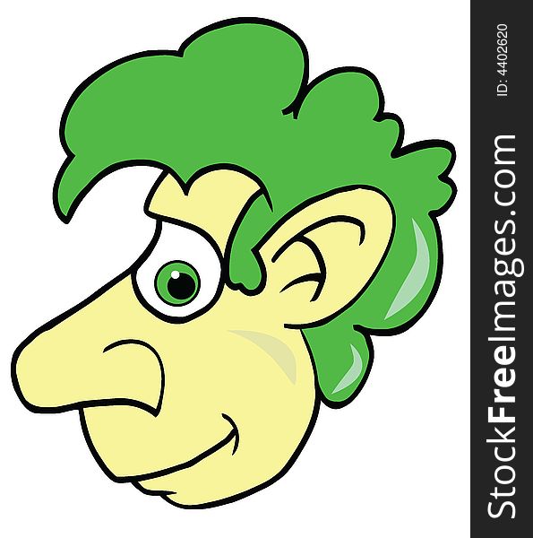 Cute Man With Green Hair Illustration Vector