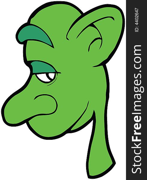 Cute Green Man With Bald Head Hair Illustration Ve