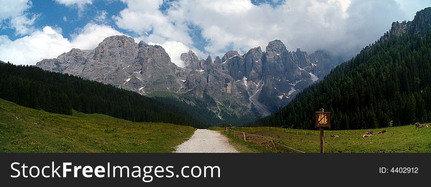 Panorama on the peaks of the Dolomites Pale of San Martino. Panorama on the peaks of the Dolomites Pale of San Martino