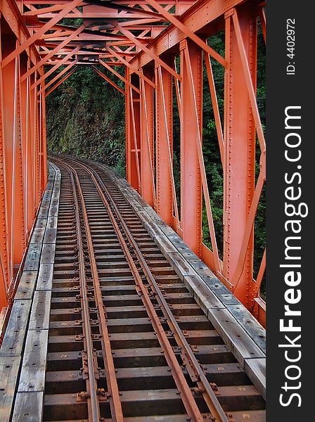 Historic steel railway bridge for steam train