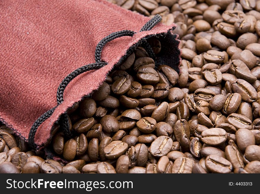 Sack with Coffee Beans spilling out. Sack with Coffee Beans spilling out