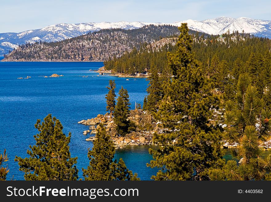 Lake in winter, high in the mountains