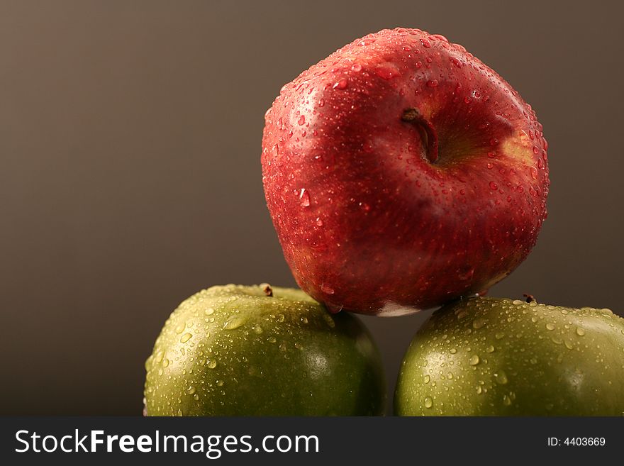Apples on a black background.