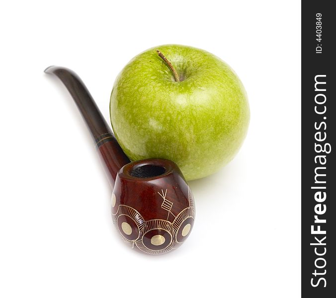 Long Ornamented North-caucasian Pipe With Apples