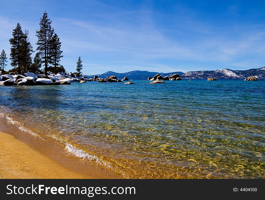 Lake in winter, high in the mountains