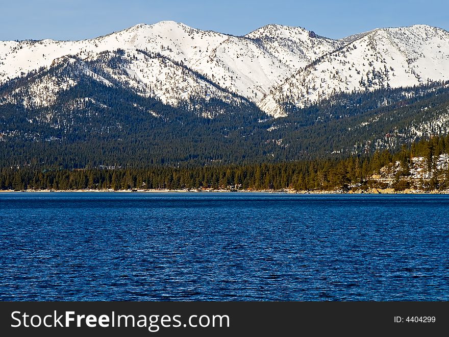 Lake in winter, high in the mountains