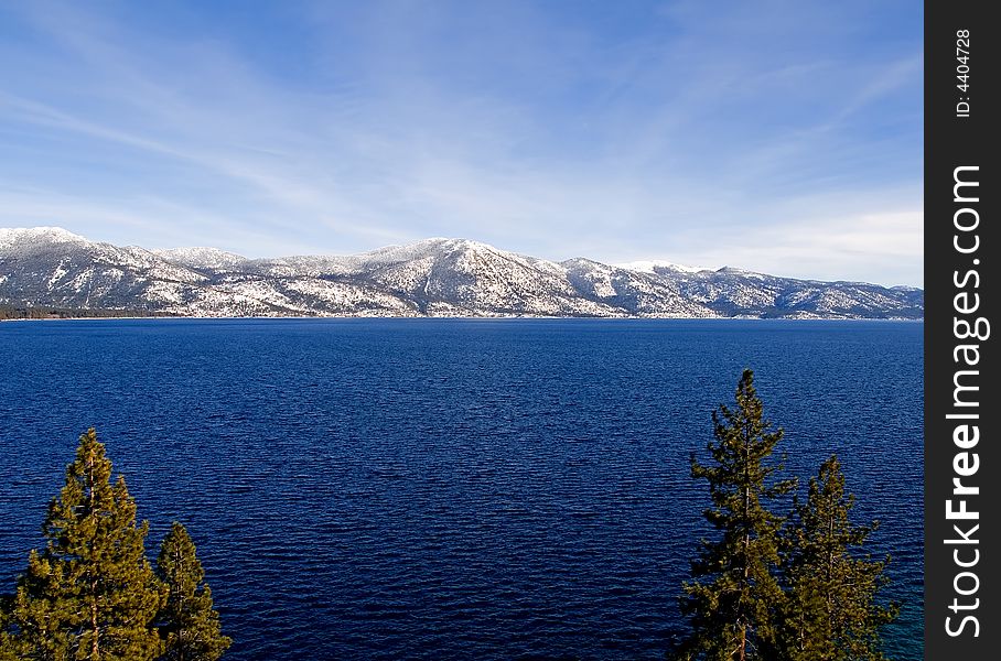 Lake in winter, high in the mountains