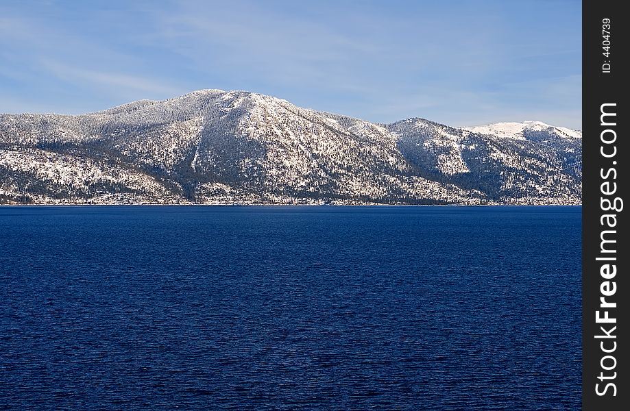 Lake in winter, high in the mountains