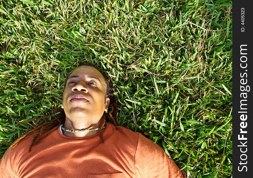 Man lying on the grass. Man lying on the grass