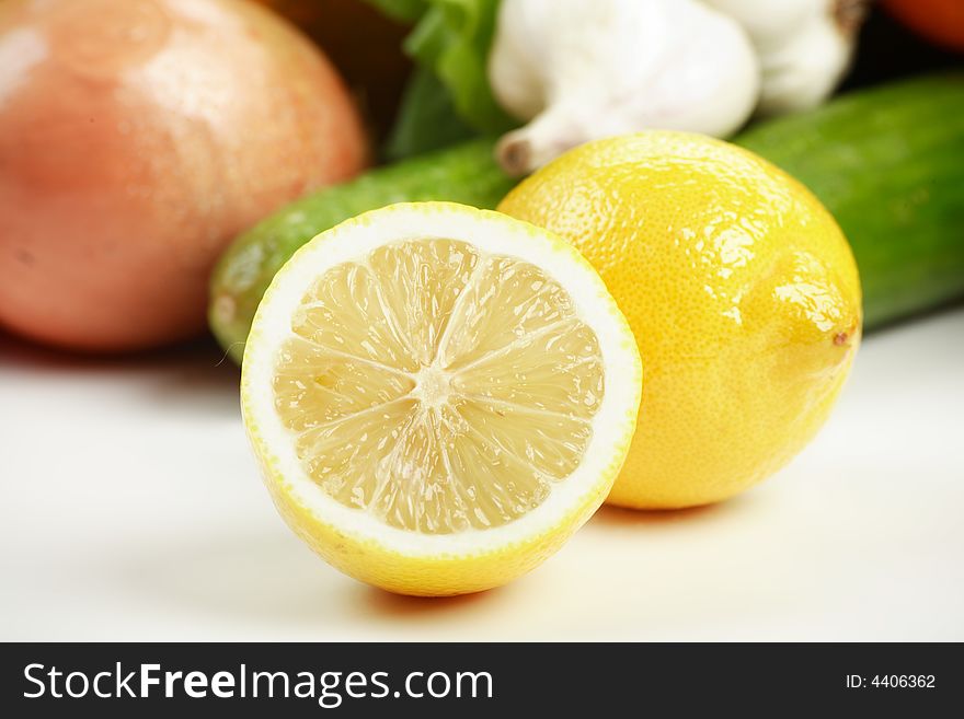 Fresh Vegetables, Fruits and other foodstuffs. Shot in a studio. Fresh Vegetables, Fruits and other foodstuffs. Shot in a studio.