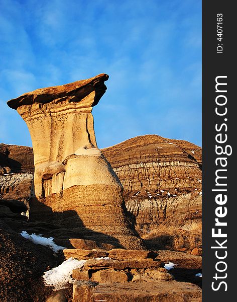 Different shapes of hoodoos in Drumheller Alberta