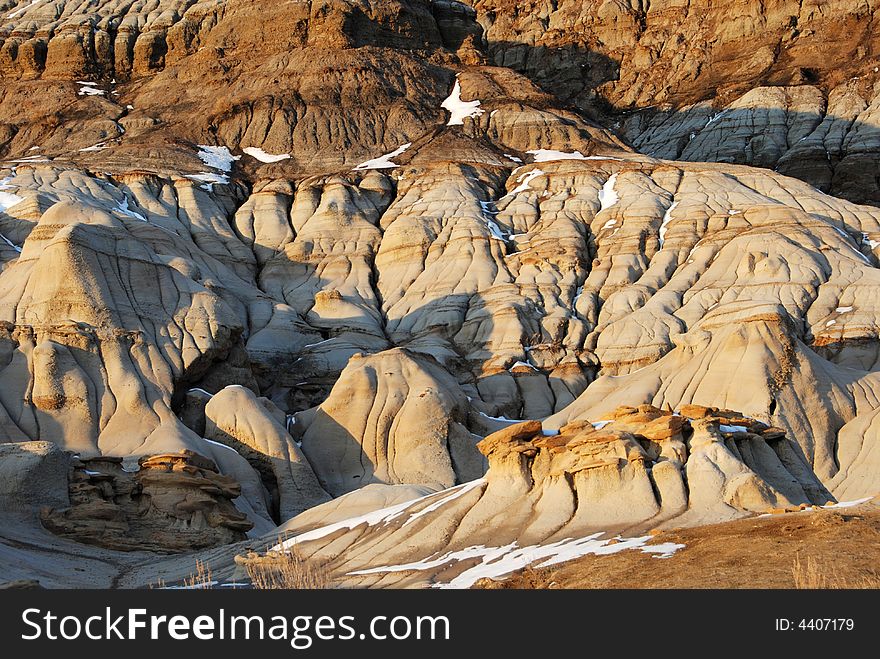 Different shapes of hoodoos in Drumheller Alberta