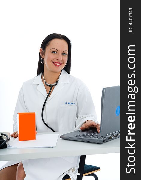 Young doctor with stethoscope on isolated background