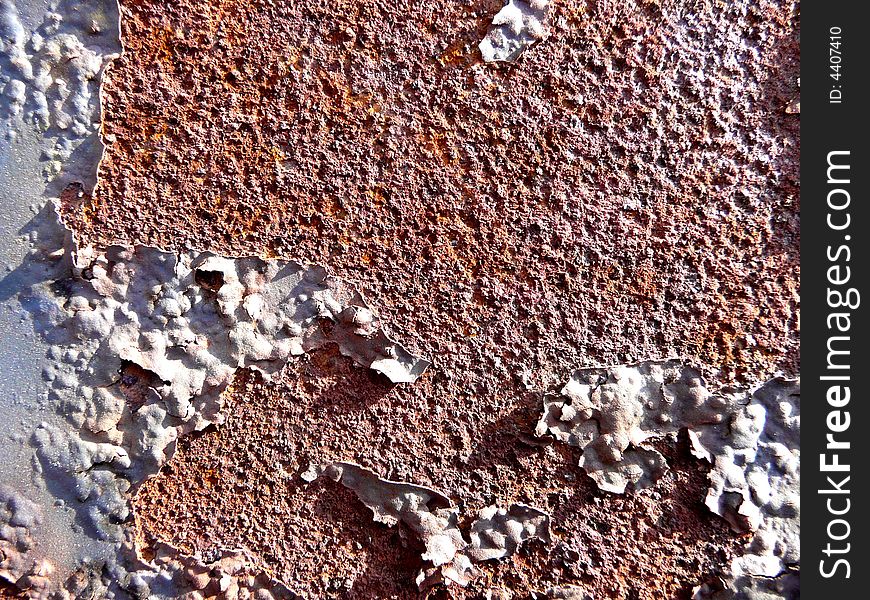 Rusty plain surface with rests of grey color, plate, iron, steel, construction, buckle, lump, stain,. Rusty plain surface with rests of grey color, plate, iron, steel, construction, buckle, lump, stain,