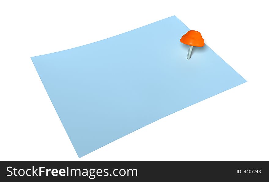 Blue pinned note isolated on white. Blue pinned note isolated on white