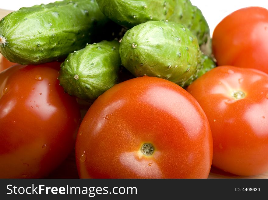 Still Life with tomatoes and cucumbers. Camera Pentax k10d.