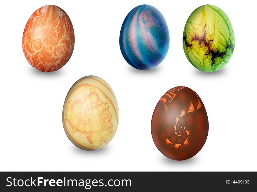 Five eggs with fractal design