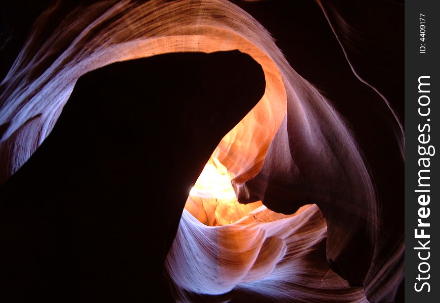A view of a strange rock in Antelope Canyon in USA