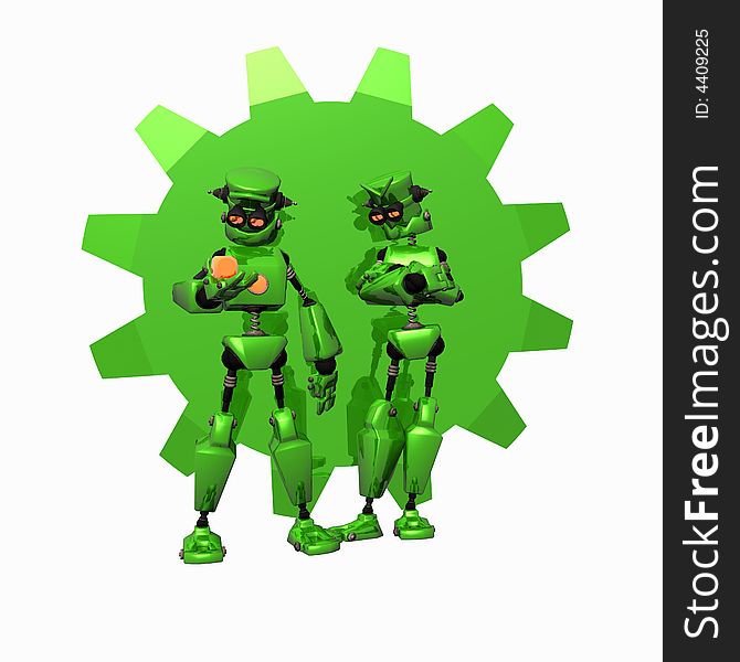 Green Robot with gear logo template. Green Robot with gear logo template