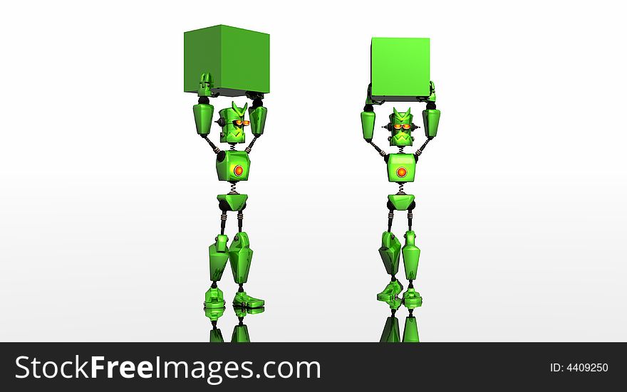 Green Robot with box logo template. Green Robot with box logo template