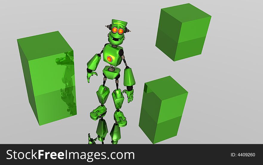 Green Robot with box logo template. Green Robot with box logo template