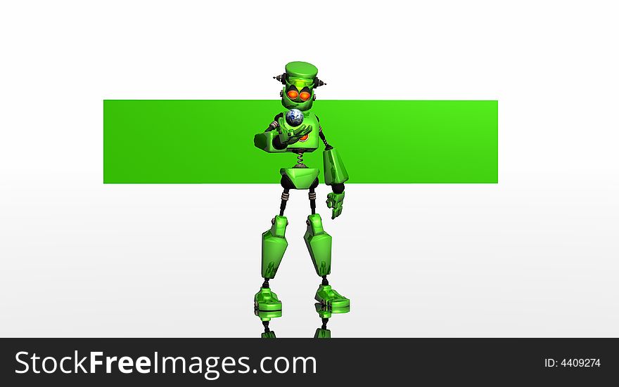 Robot with logo banner