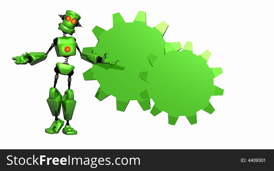 Green Robot with gear logo template. Green Robot with gear logo template