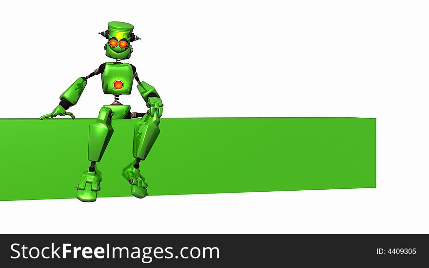 Robot with logo banner