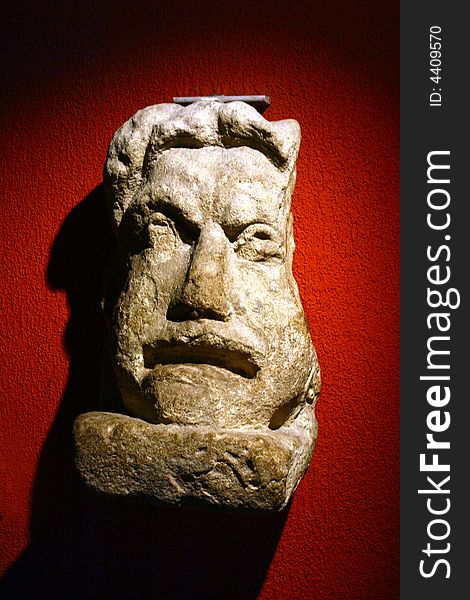 Roman Sculpture in the Roman baths in Bath (England)