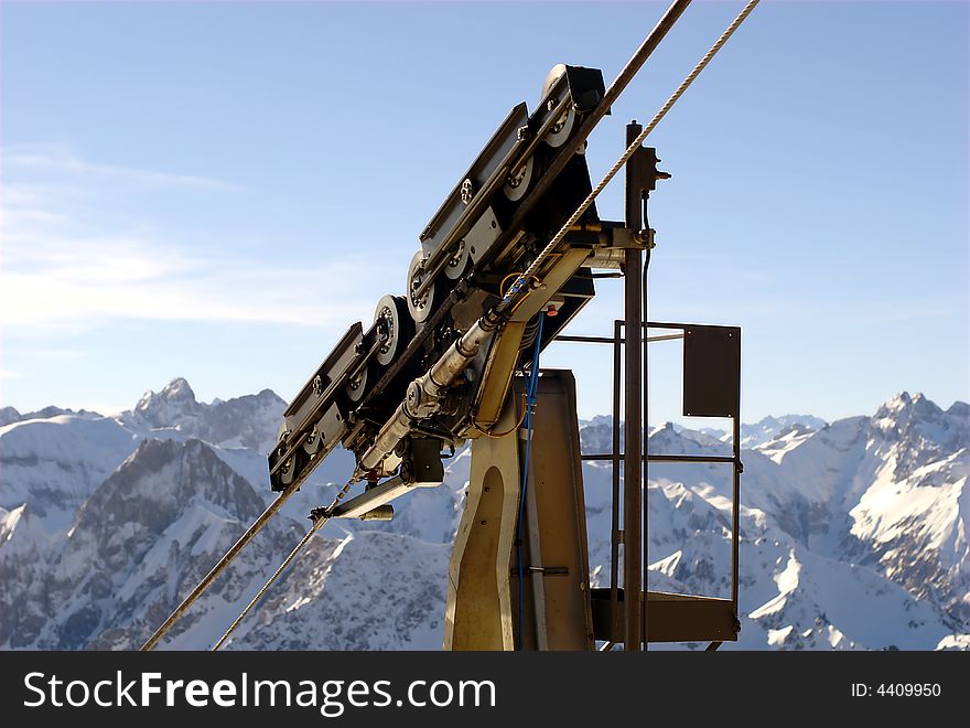 Cable Car Holder of the Nebelhorn (Foghorn) Cable Car near Oberstdorf, Allgaeu Alps, South Germany