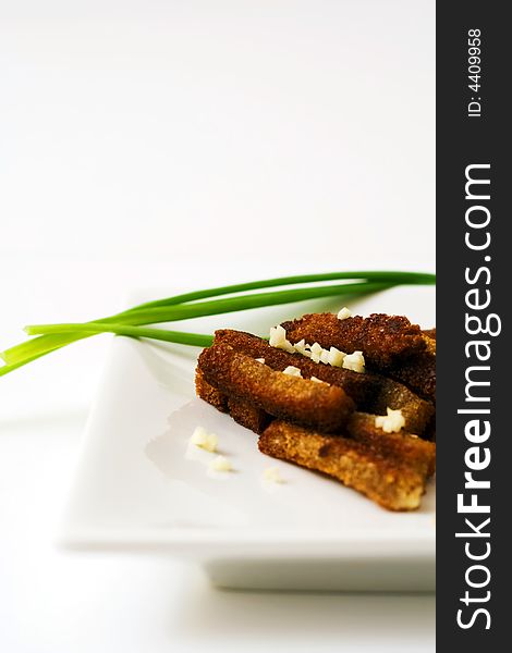 Rusk with garlic and spring onion. Rusk with garlic and spring onion.