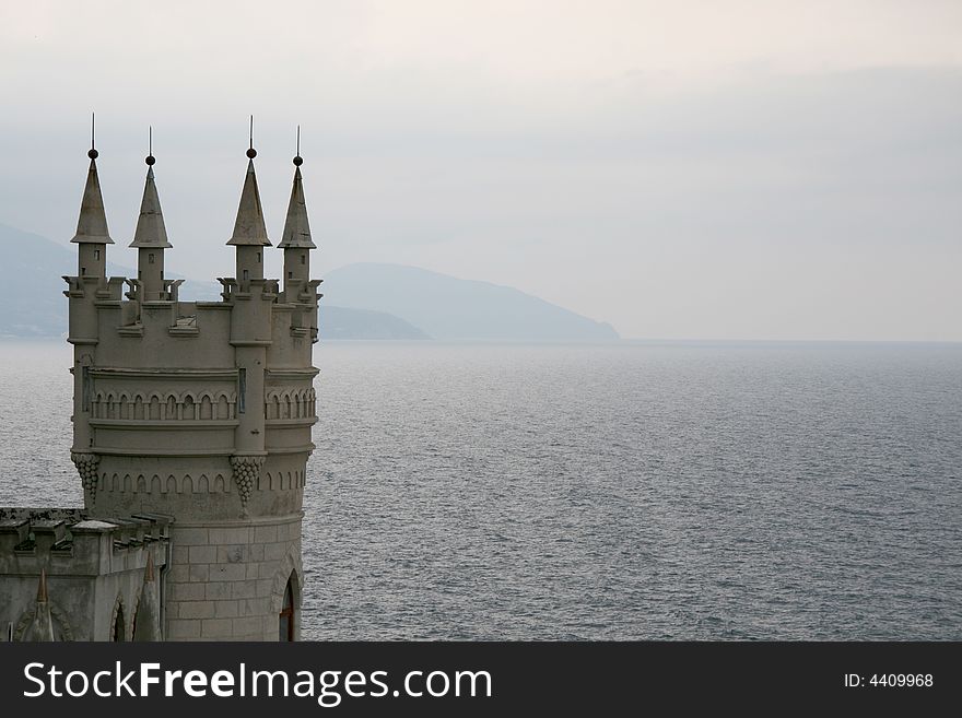 A castle on the Black Sea in Yalta, Ukraine.  The area of Ukraine is Crimea, a peninsula in southern Ukraine.  A points where we were going back to our Crimea apartment from Yalta on the bus we we were only 250 kilometers or so from Turkey's coastline. A castle on the Black Sea in Yalta, Ukraine.  The area of Ukraine is Crimea, a peninsula in southern Ukraine.  A points where we were going back to our Crimea apartment from Yalta on the bus we we were only 250 kilometers or so from Turkey's coastline.