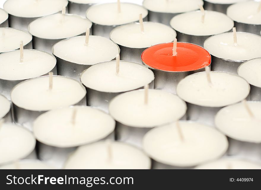 Orange candle. Close up shot.