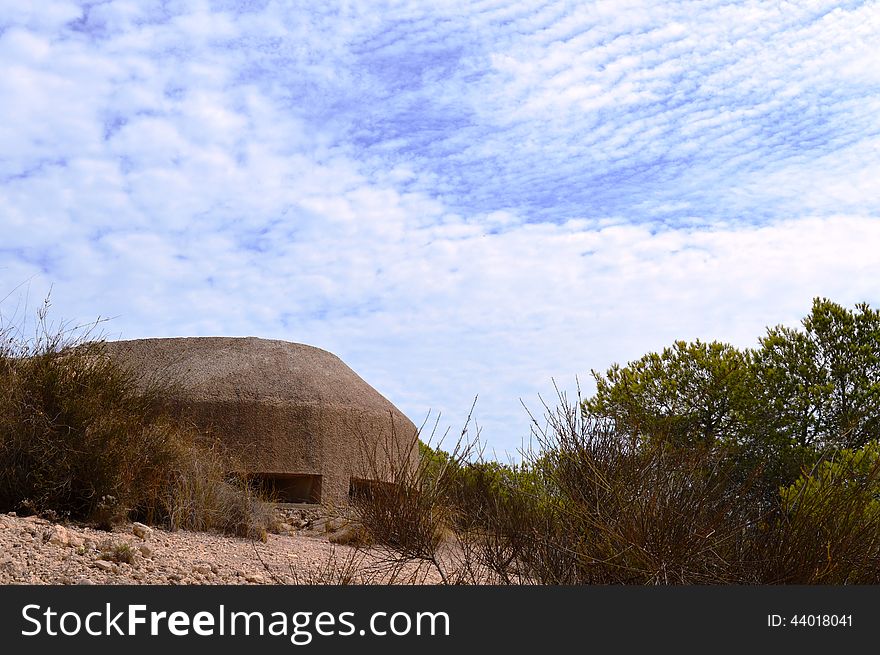 A fortification from the Spanish Civil war, located in the Clot de Galvany, Santa Pola, Alicante, Spain. A fortification from the Spanish Civil war, located in the Clot de Galvany, Santa Pola, Alicante, Spain