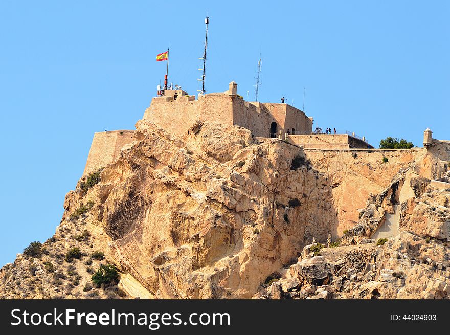 Alicante Castle as viewed from the yacht harbour. Alicante Castle as viewed from the yacht harbour