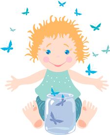 Baby And Butterflies Stock Image Baby And Butterflies Stock Image