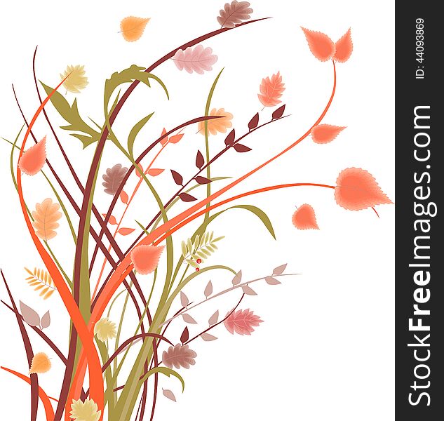 Vector image of the autumn grass and leaves. Vector image of the autumn grass and leaves.