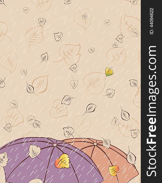 Vector image of the falling leaves and umbrellas. Vector image of the falling leaves and umbrellas.