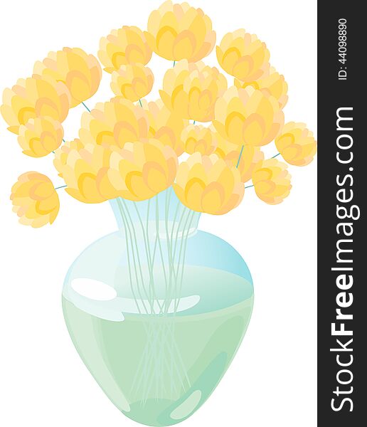 Vector image of the yellow bouquet in the glass vase. Vector image of the yellow bouquet in the glass vase.