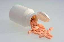 Medicine Pills With A White Bottle Royalty Free Stock Photos Medicine Pills With A White Bottle Royalty Free Stock Photos