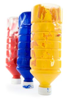 Three Bottles Of Paint Royalty Free Stock Images Three Bottles Of Paint Royalty Free Stock Images