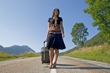 Woman Leaving On A Journey Stock Image Woman Leaving On A Journey Stock Image