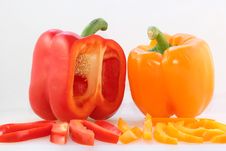 Red And Yellow Bell Peppers Stock Photo