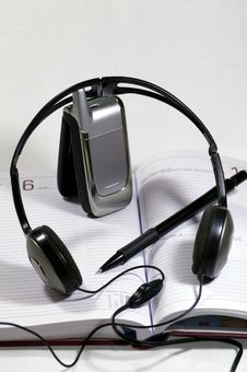 Earphones And Mobile Telephone Stock Photo Earphones And Mobile Telephone Stock Photo