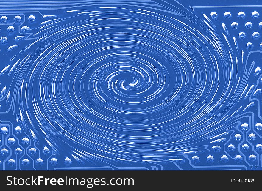 Abstract technology background, print plate, fantastic whirl, blue. Abstract technology background, print plate, fantastic whirl, blue