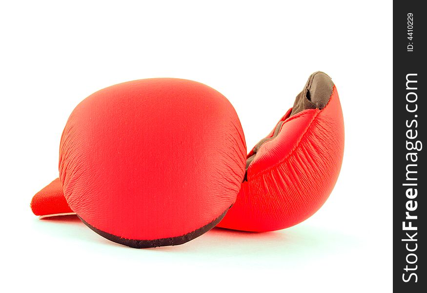 Red and black fitboxing gloves on a white background. Red and black fitboxing gloves on a white background