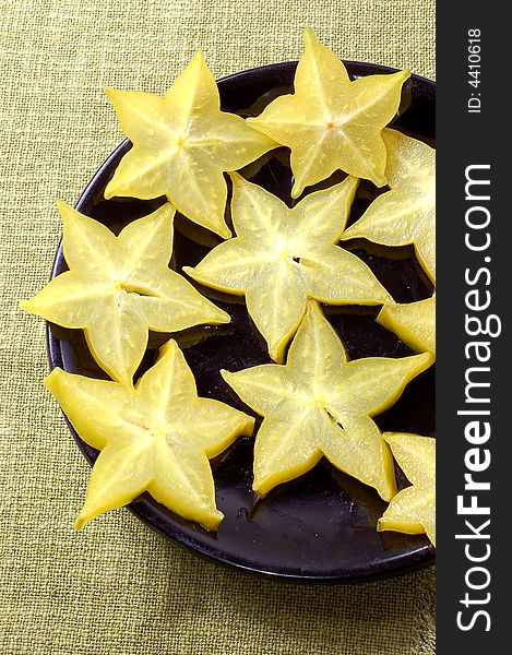 Chinese star fruit, also called carambola. Chinese star fruit, also called carambola