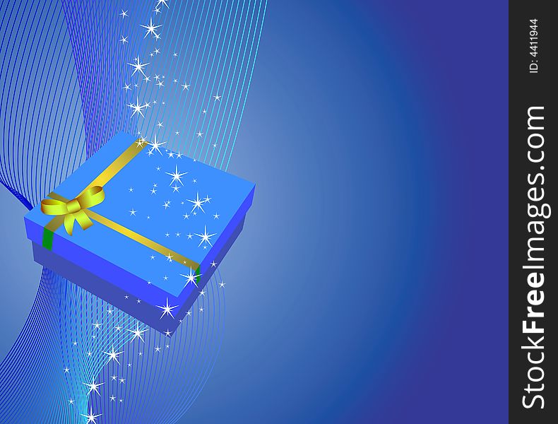 Nice background with gift box and stars, vector illustration
