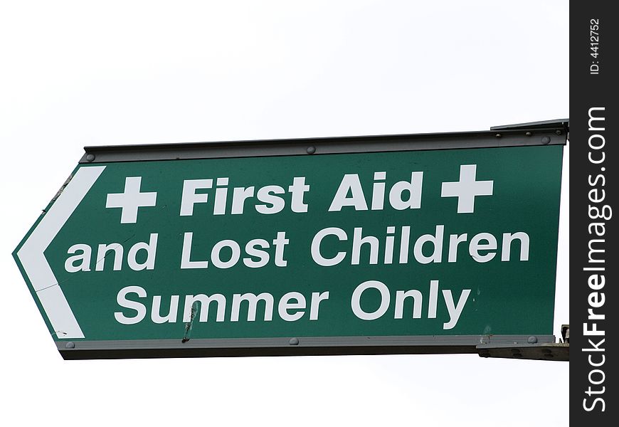 First aid  and lost children sign. First aid  and lost children sign